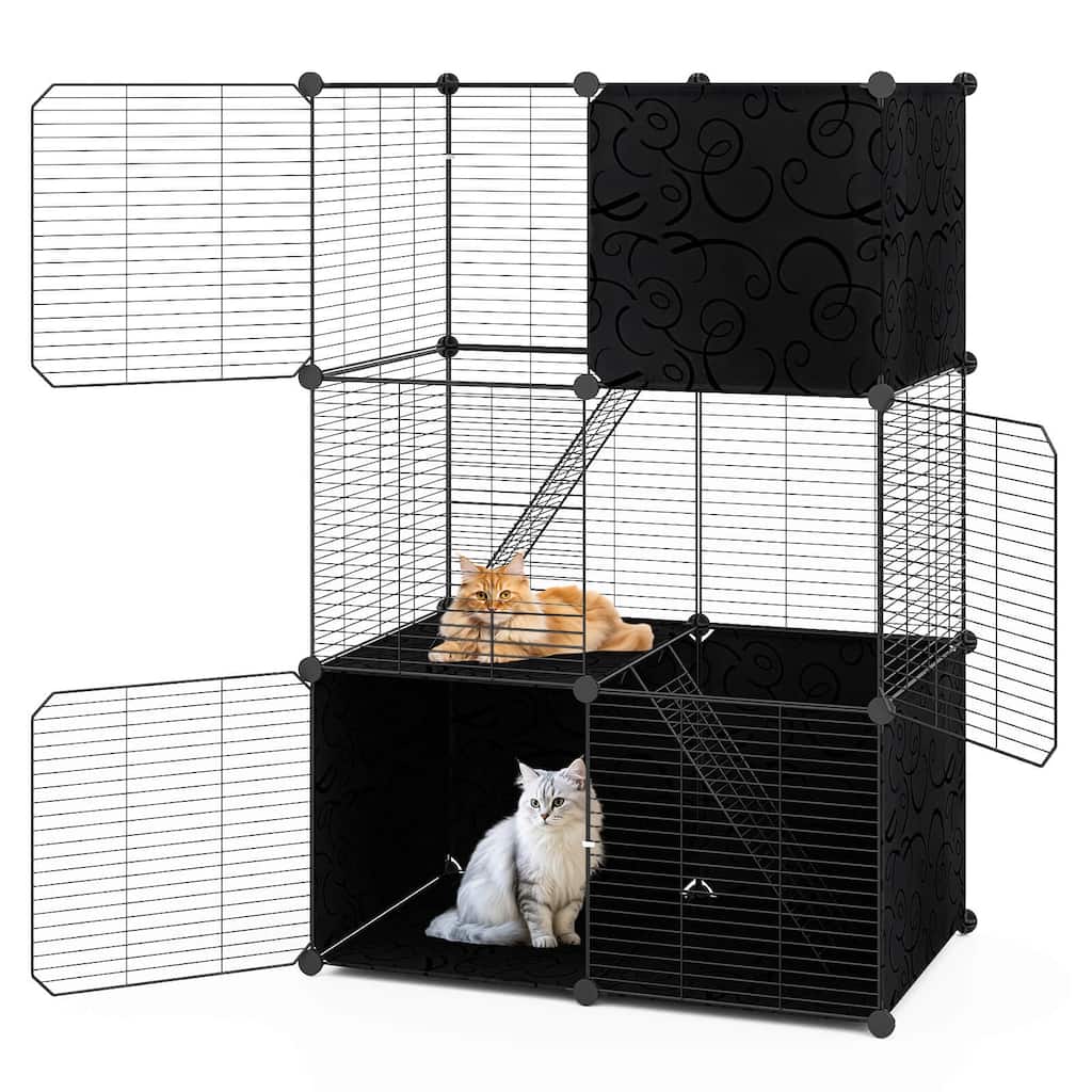 Costway 3-Tier Indoor Metal Wire Kitten Enclosure with 2 Ramps, Pet - See Details