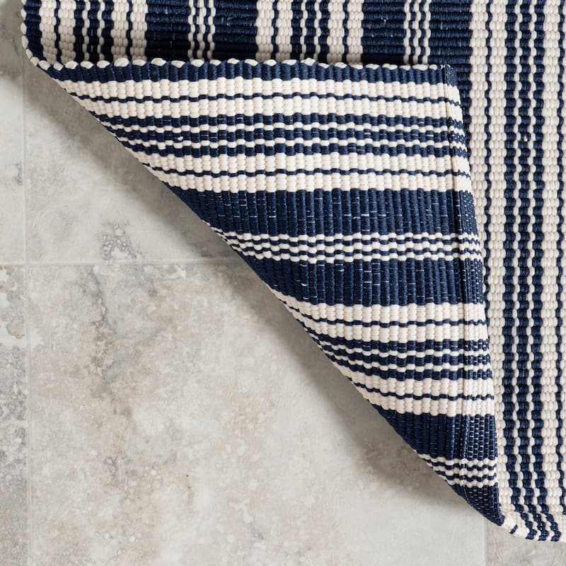 Home Conservatory Ticking Stripe Handwoven Indoor/Outdoor Area Rug