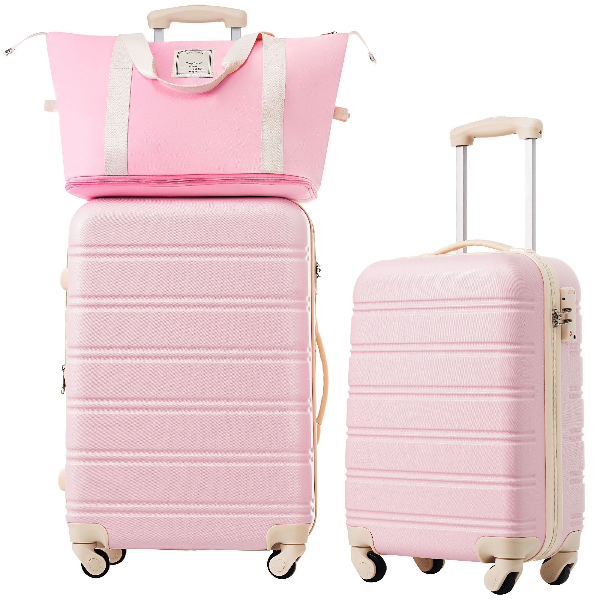 2-Piece Modern Luggage Sets, Expandable Swivel Wheel Luggage with TSA Lock, for Boarding Travel, Light Pink