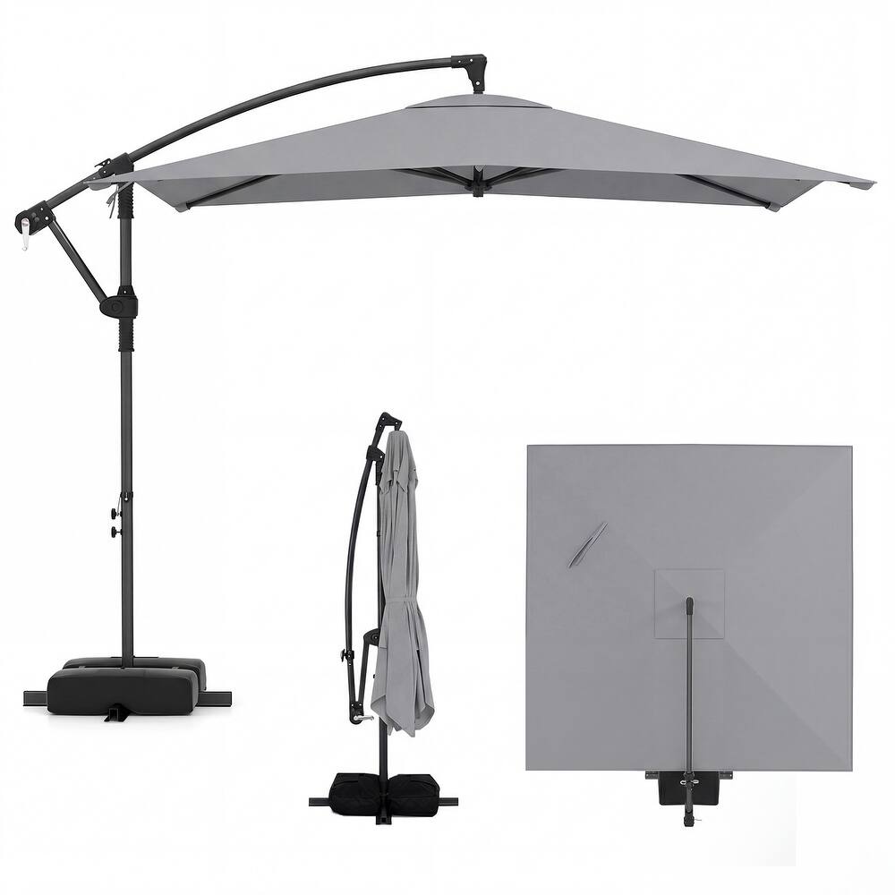 Gymax 8 x 8 FT Offset Cantilever Patio UmbrellaSquare Hanging Outdoor