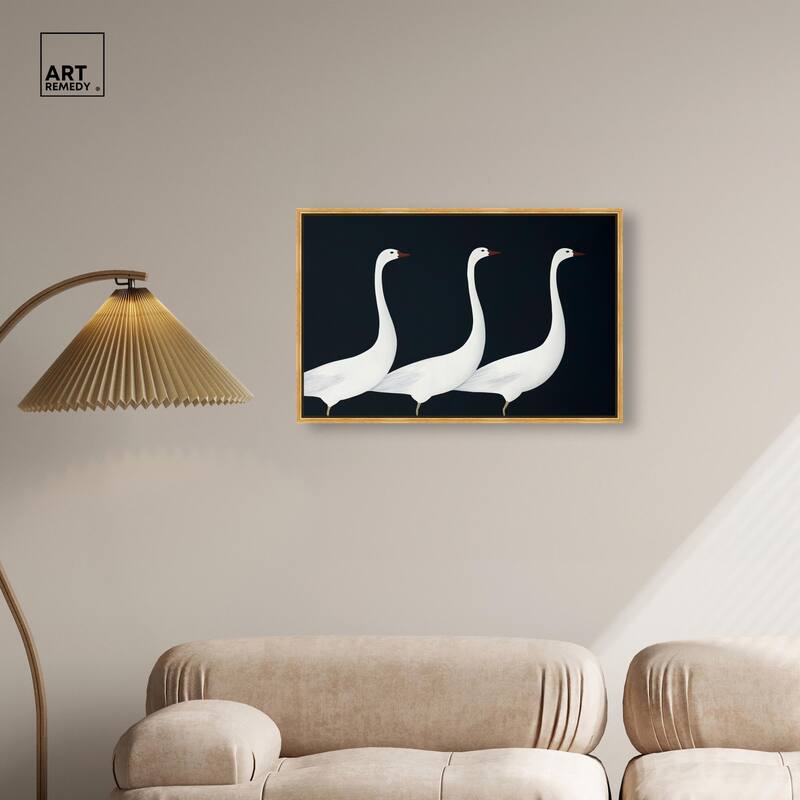 Trio of Swans Canvas by Art Remedy