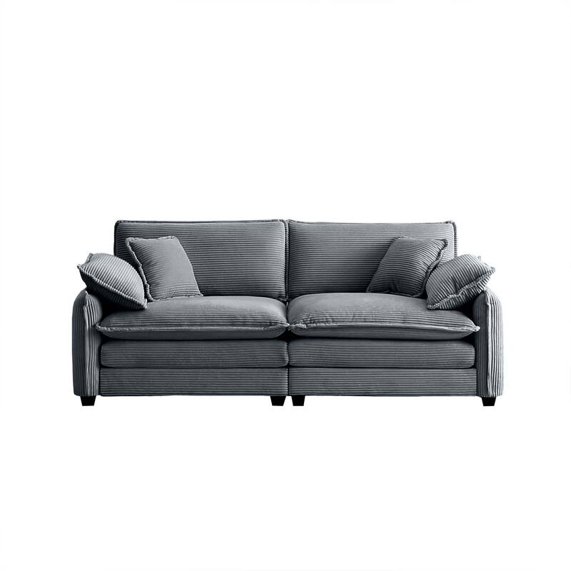 Oversize Loveseat, 81'' 2 Seater Corduroy Couch with 4 Pillows and Removable Armrests, Modern Love Seat for Living Room, Office