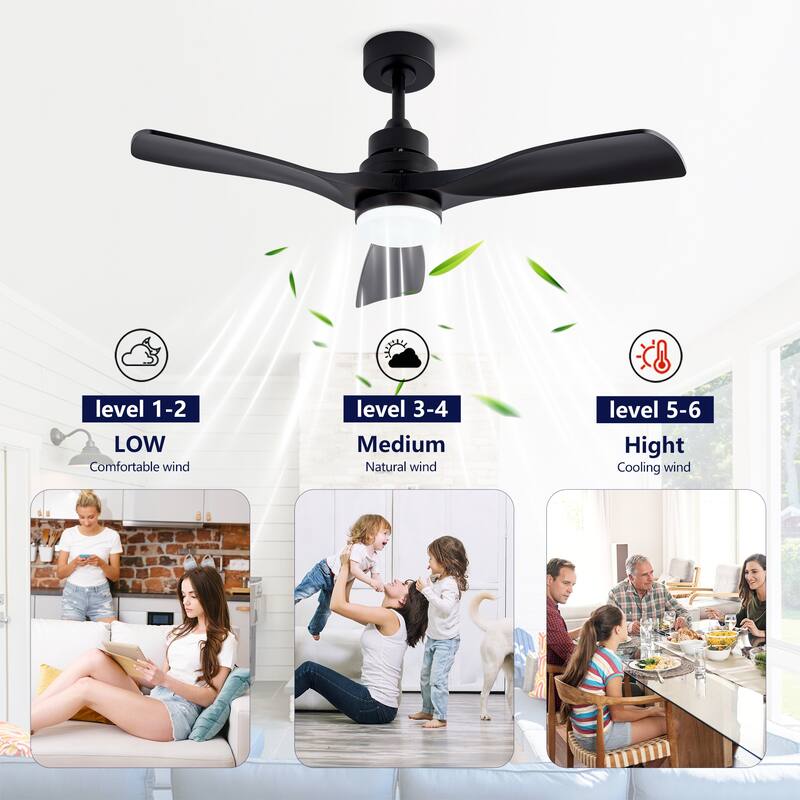 42 Inch Ceiling Fans with Lights and Remote, Ceiling Fan with Light 3 Blades Modern Ceiling Fan Noiseless Reversible DC Motor