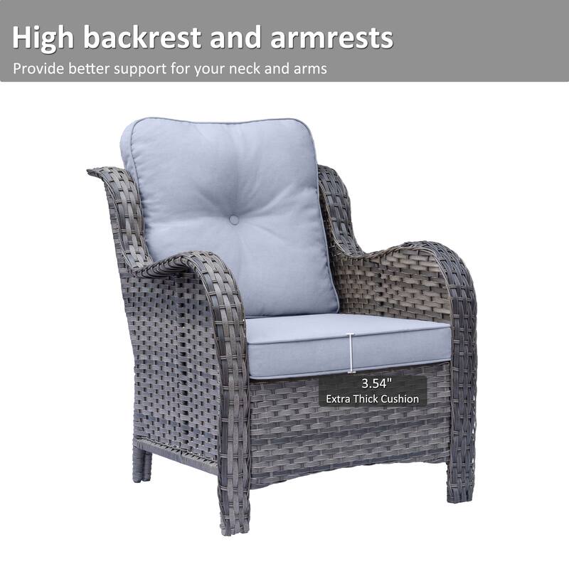 8 Piece Outdoor Wicker Patio Furniture Conversation Chair and Ottoman Set