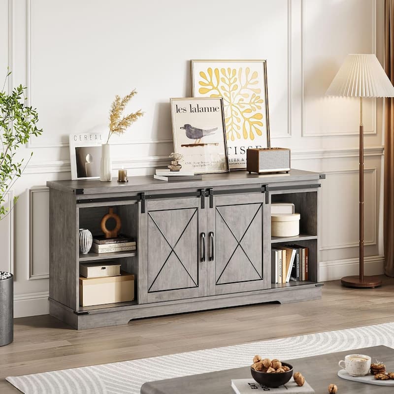 Modern Farmhouse TV Stand and Entertainment Center for TV Up to 65 Inches - N/A