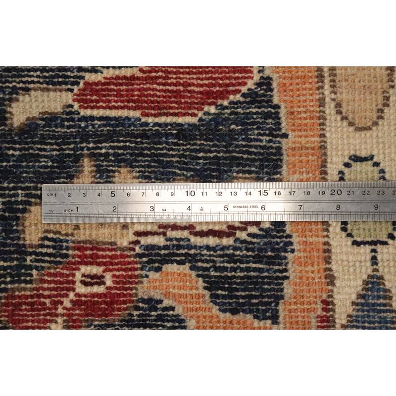 Hand Knotted Oriental 100% Wool Carpet Transitional Floral Navy Blue & Blues Oushak Area Rug - 9' 7'' X 8' 5''