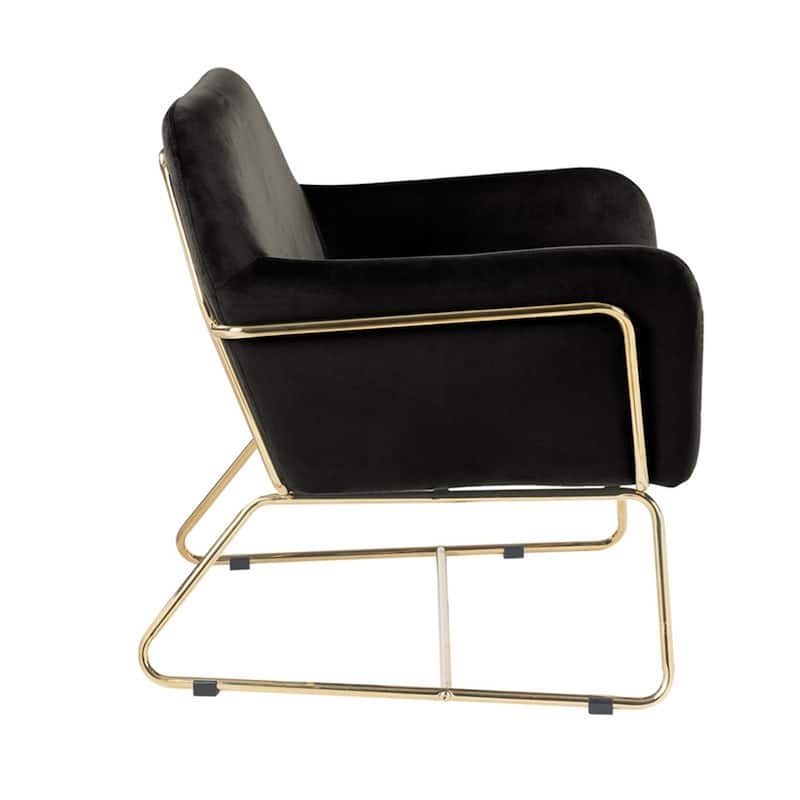 Velvet Accent Chair with Metal Base