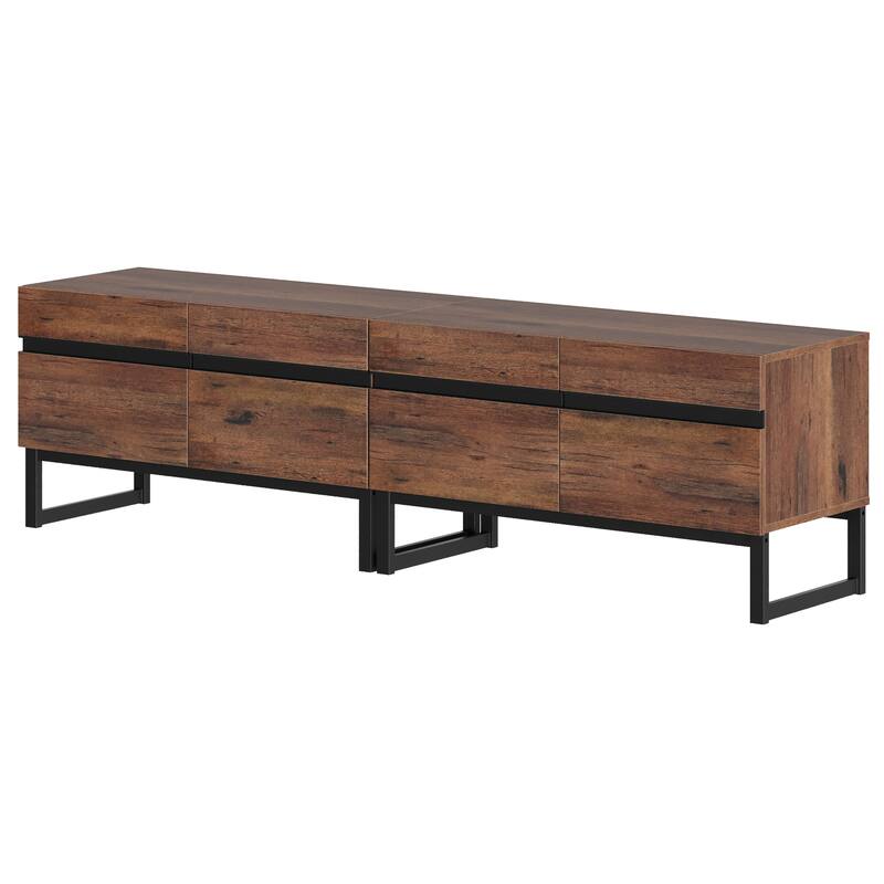 WAMPAT Modern TV Stand with Storage Cabinets, Wood Entertainment Center Media Console Table with Metal Legs for Living Room