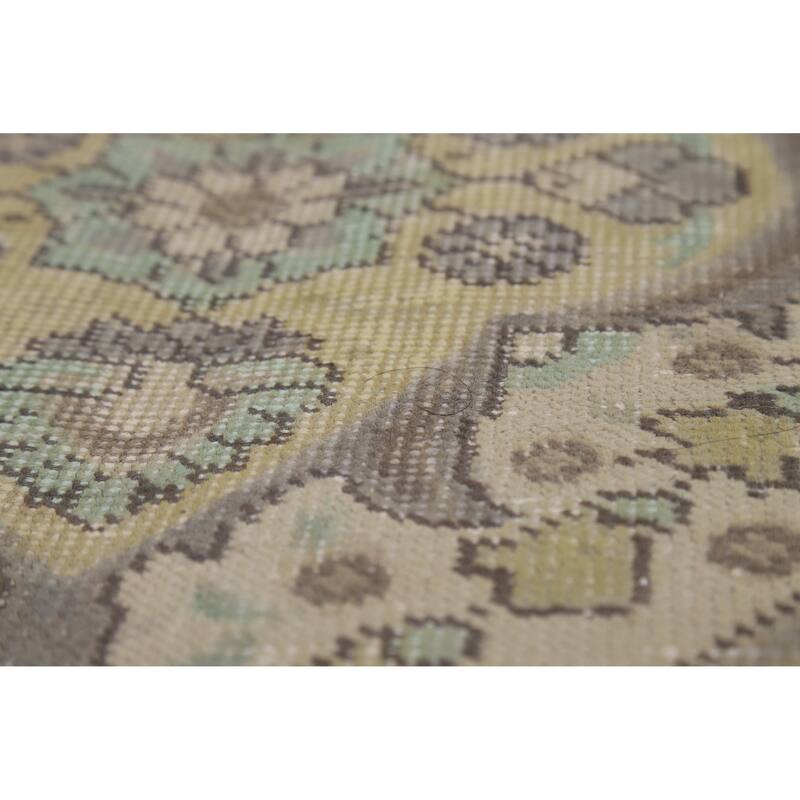 Gray Medallion Tabriz Persian Vintage Rug Hand-Knotted Wool Carpet - 7'10" x 10'9"