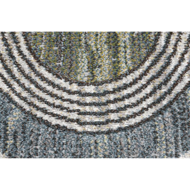 Aubrey Green, Blue, Charcoal, Ivory and Gray Polyester Area Rug - 9' x 12'