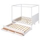 preview thumbnail 23 of 32, Queen Size Canopy Platform Bed with Twin Size Trundle, 3-Storage Drawers, and Sturdy Pinewood Frame, Space-Saving Design, Grey