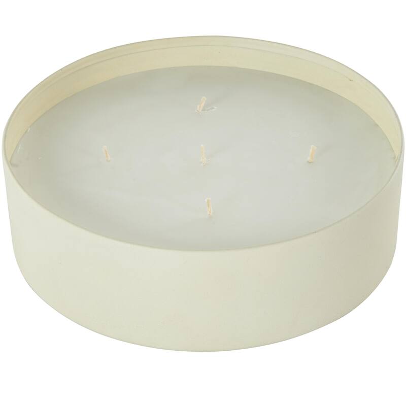Cream, Black or Beige Metal Scented Textured 59oz 5 Wick Decorative Candle with White Wax