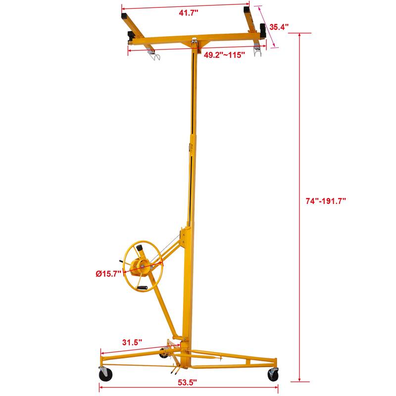 16ft Drywall Lift Rolling Panel Hoist Jack Lifter