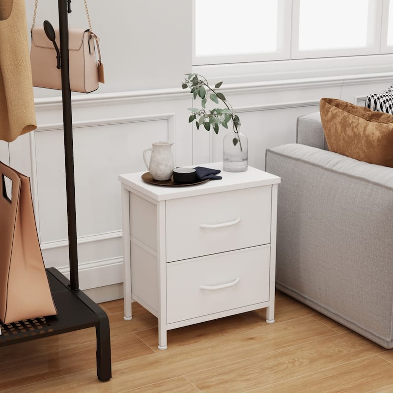 Nightstand Set of 2, Side Table with 2 Fabric Drawers, End Table, Bedside Table , Night Stand for Bedroom