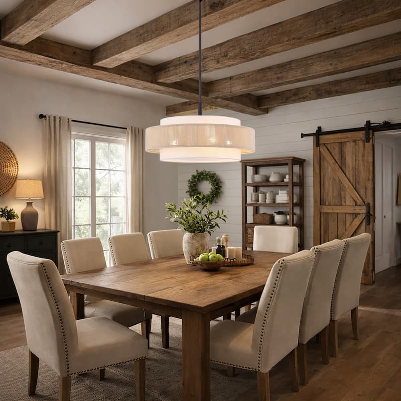 GetLedel 5-Light Double Shaded Drum Chandelier