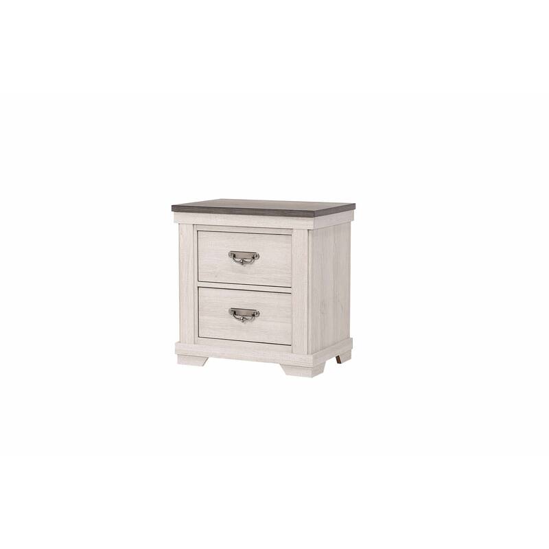 Farmhouse Style Beige Nightstand with 2 Drawers