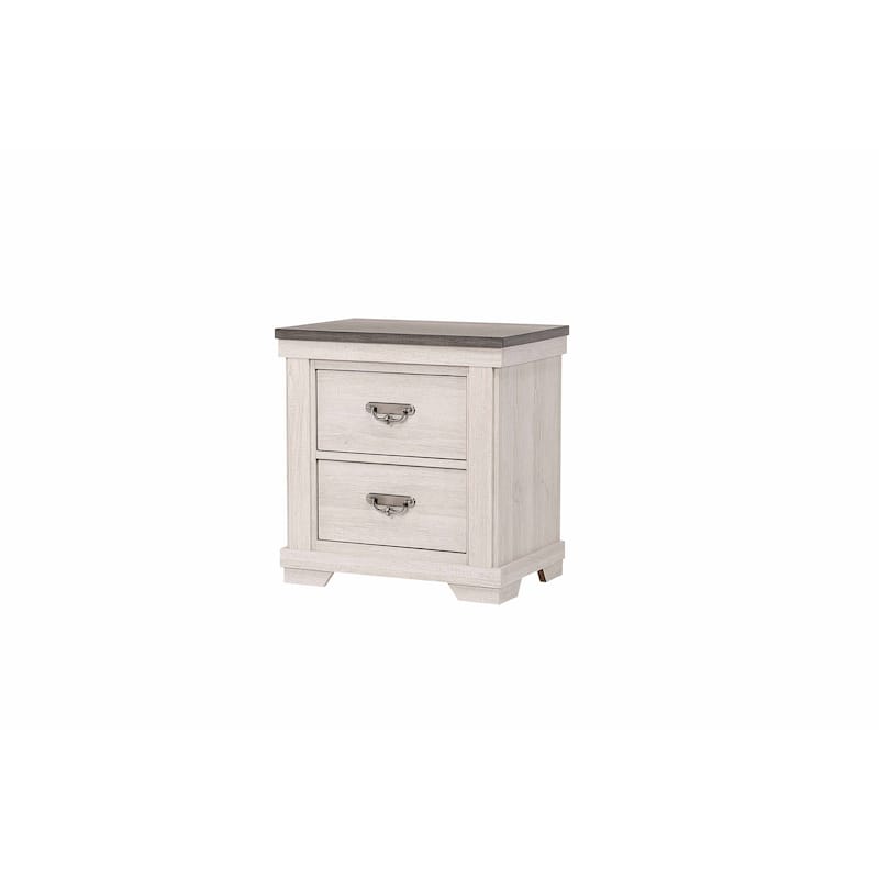 Rustic Farmhouse Nightstand, Bedroom Coffee Table with Metal Handle Drawers, Entryway Side Table with Solid Structure