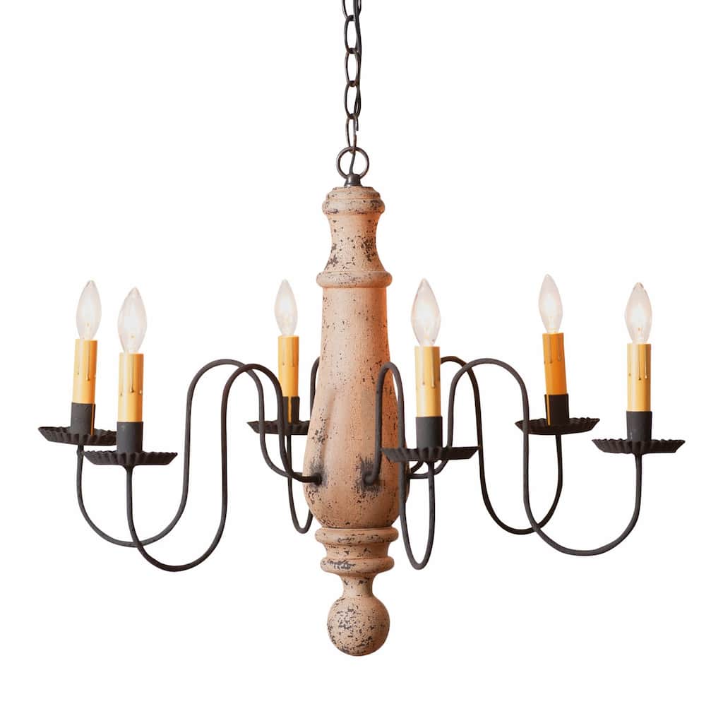 Irvins Country Tinware 6-Arm Large Norfolk In Hartford Buttermilk - 20 X 27.5 X 27.5 inches