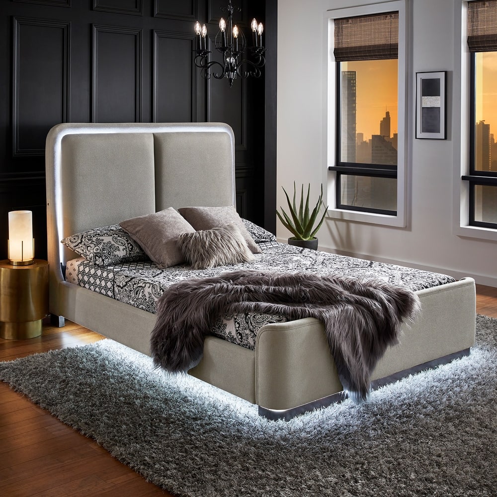 Noe Fabric Upholstered LED Platform Bed by iNSPIRE Q Modern