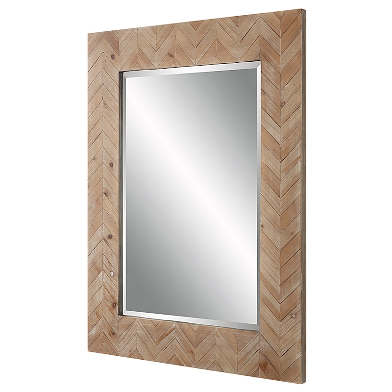 Small Chevron Wooden Framed Wall Mirror - 47"