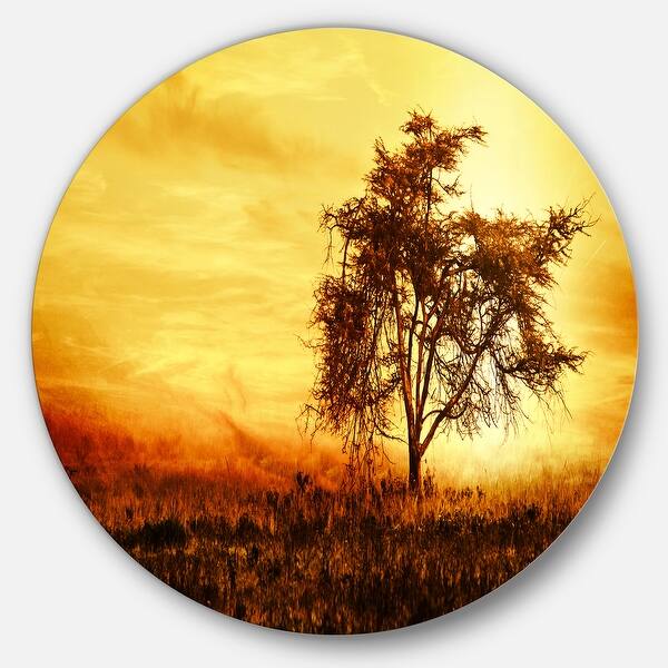 Designart 'African Tree Silhouette' Landscape Photo Large Disc Metal ...