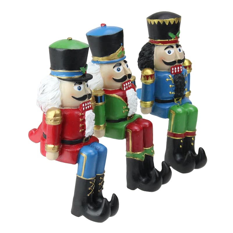Set of 3 Red, BlueGreen Nutcracker Christmas Stocking Holders 7.5"