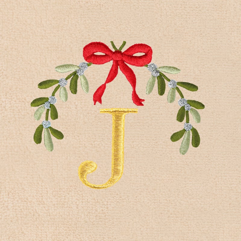 Authentic Hotel and Spa Christmas MISTLETOE MONOGRAM Embroidered Luxury 100% Turkish Cotton Hand Towels Set of 2