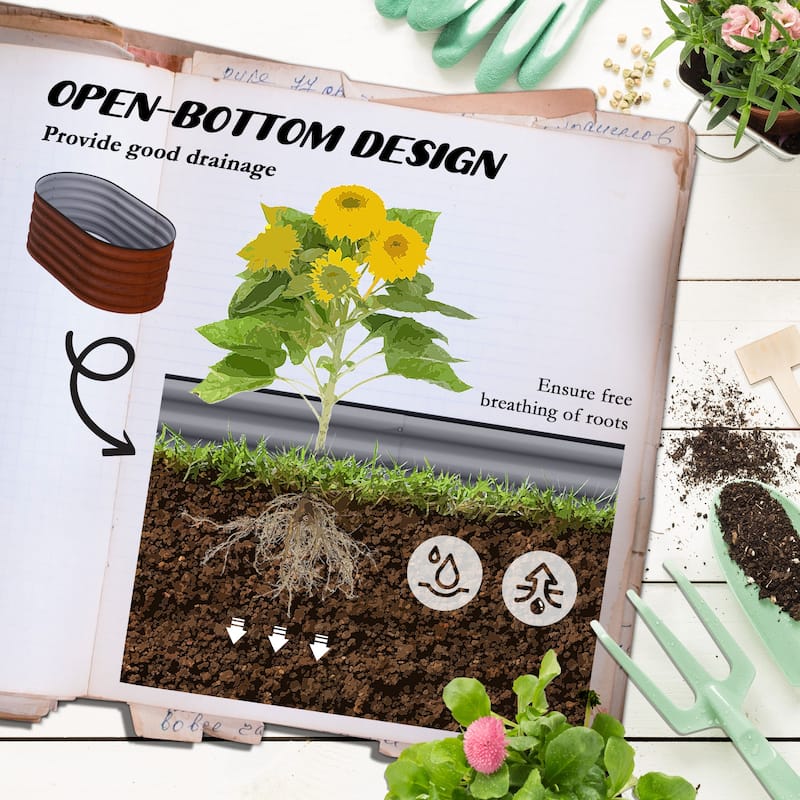 Outsunny 3.4' x 2' x 1.4' Galvanized Raised Garden Bed Kit, Outdoor Metal Elevated Planter Box