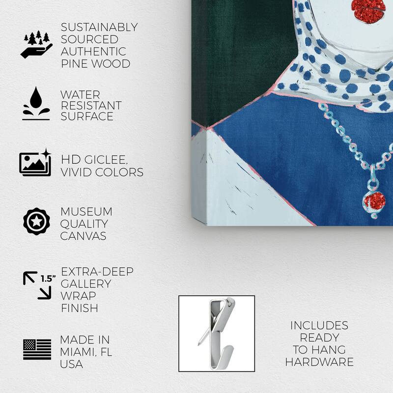 Wynwood Studio Fashion and Glam Portrait of Ruby Red Blue and Glam Wall Art Canvas Print