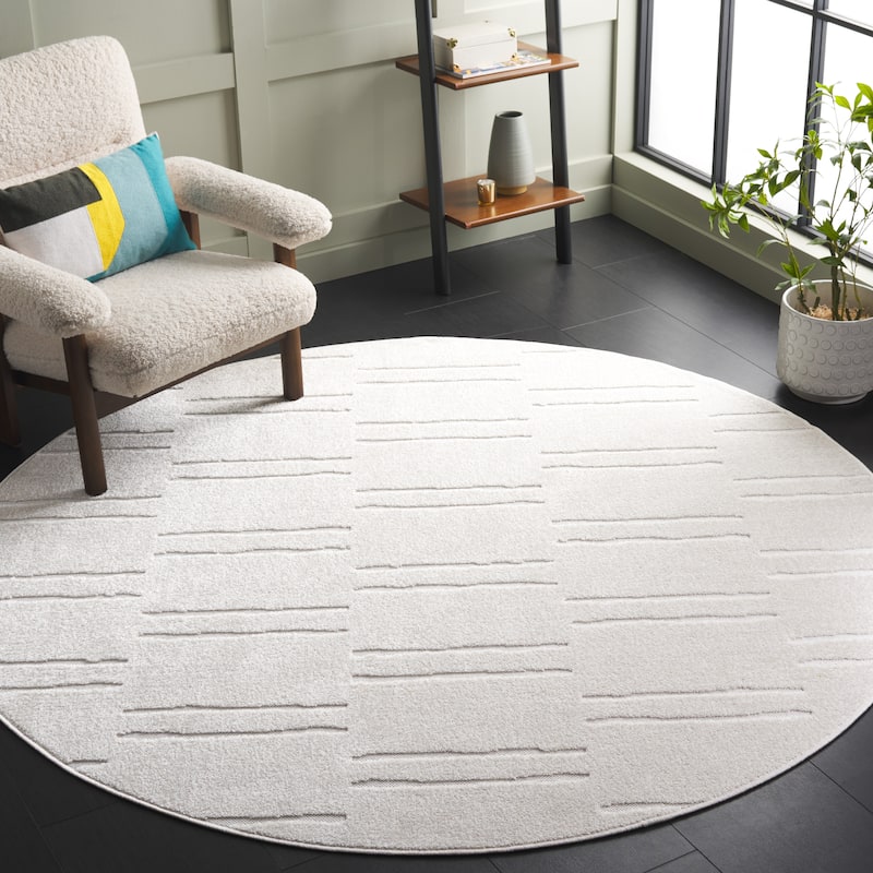 SAFAVIEH Stella Olessia Modern & Contemporary Rug - 6'7" Round - Ivory