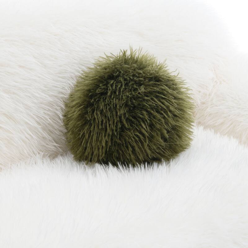 Furniture of America Cynra Modern 2-Piece Faux Fur Sofa Set with Ball Pillows