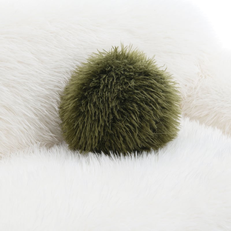 Furniture of America Cynra Modern 45-inch Faux Fur Swivel Arm Chair with Ball Pillow
