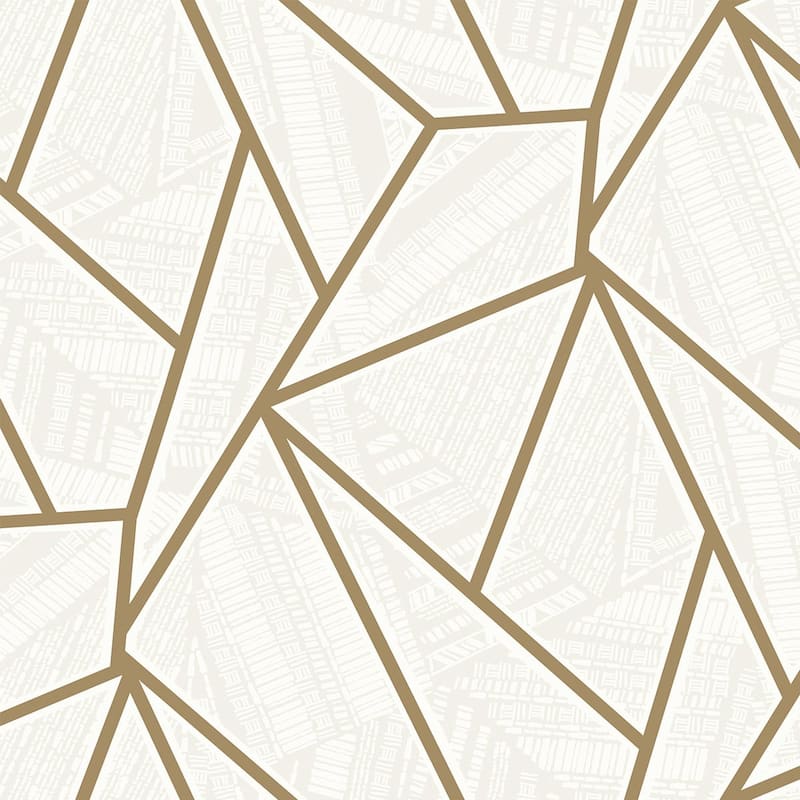 Seabrook Designs Metro Vector Non-Woven Unpasted Wallpaper - 20.9 in. W x 33 ft. L - Metallic Gold & Morning Fog