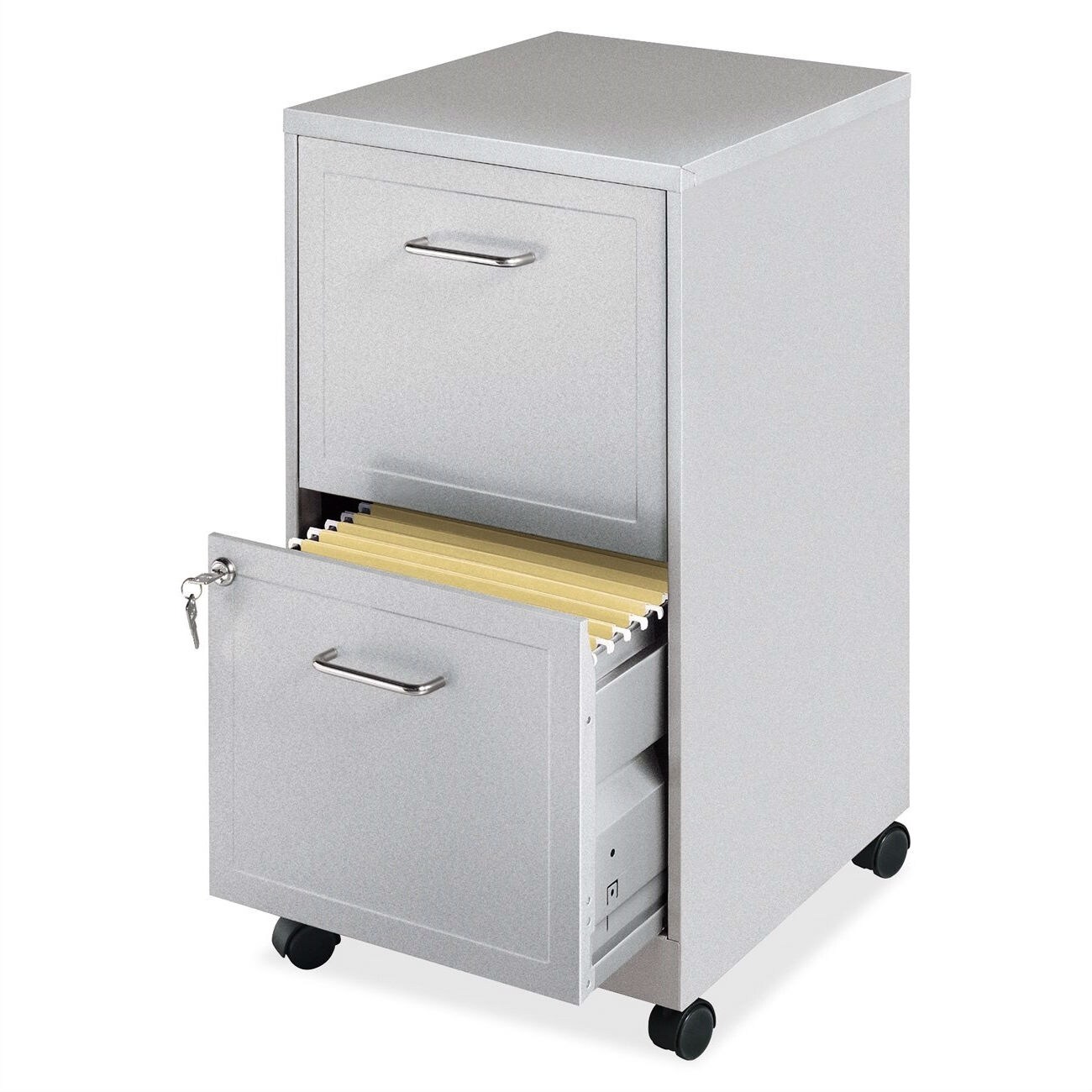 Daily Boutik Gray Silver Metal 2-Drawer File Cabinet with Casters - Bed  Bath \u0026 Beyond - 35548560, image size:1300x1300