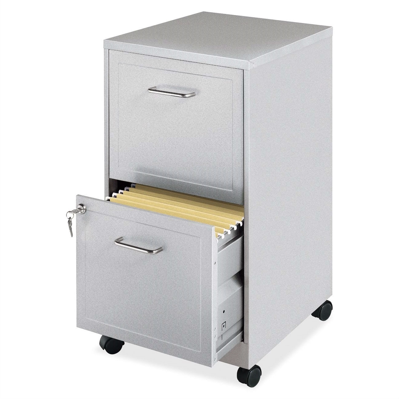 2 drawer file store cabinet with casters