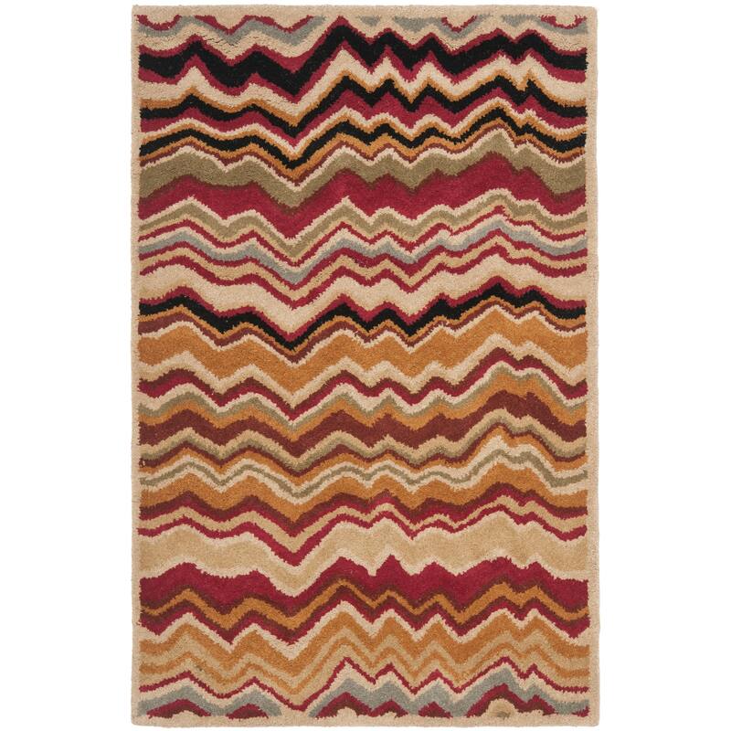 SAFAVIEH Handmade Wyndham Gulzhan Modern Wool Rug - 2'6" x 4' - Red/Multi