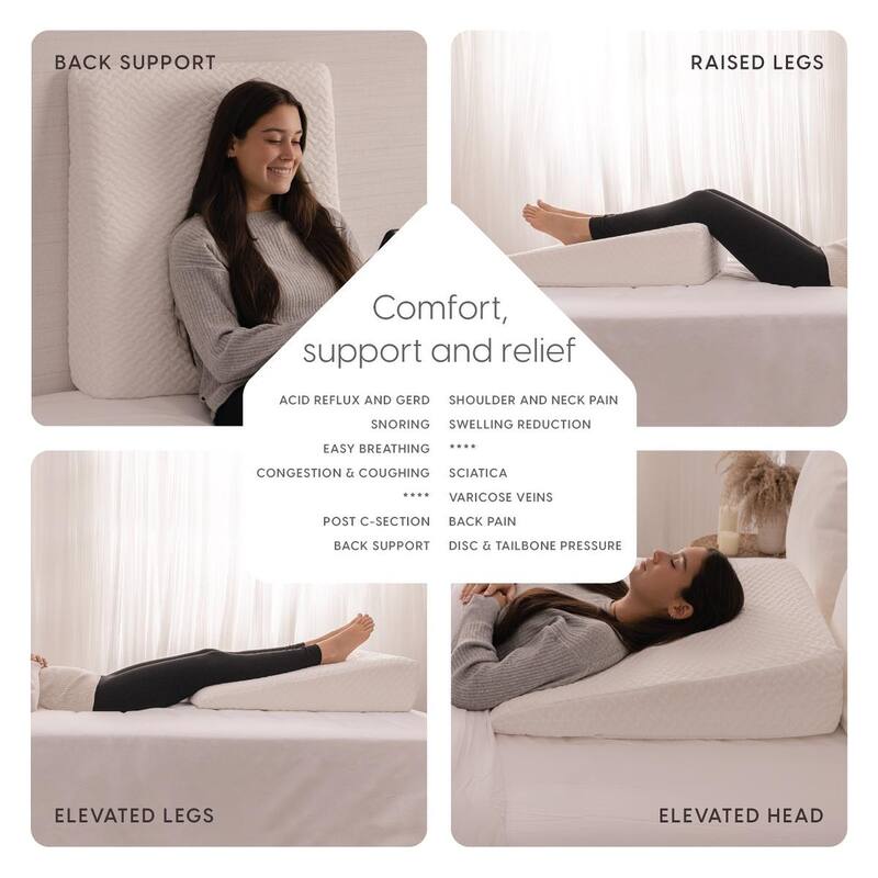 Milliard Bed Wedge Pillow with Memory Foam Top -Helps with Acid Reflux, Reduces Pain, Breathable and Washable Cover – 7.5 in
