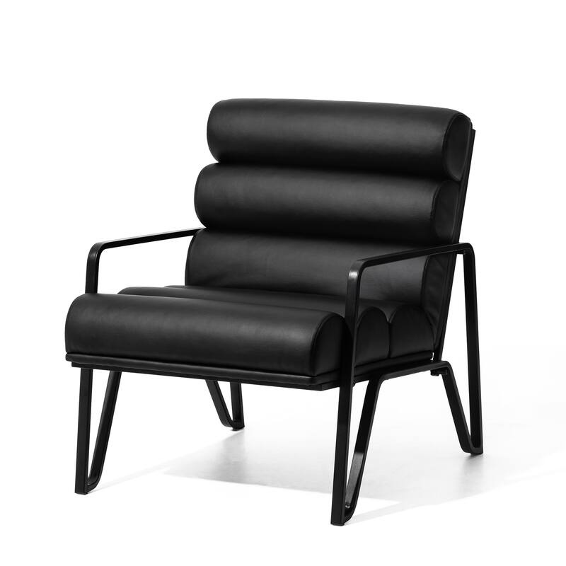 Glitzhome 26.75"W CloudShape PU Leather Accent Chair with Metal Frame