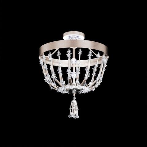 Bali 16in 1-Light LED Semi-Flush Mount 3000-3500-4000K CCT with Clear Optic Crystal - 16
