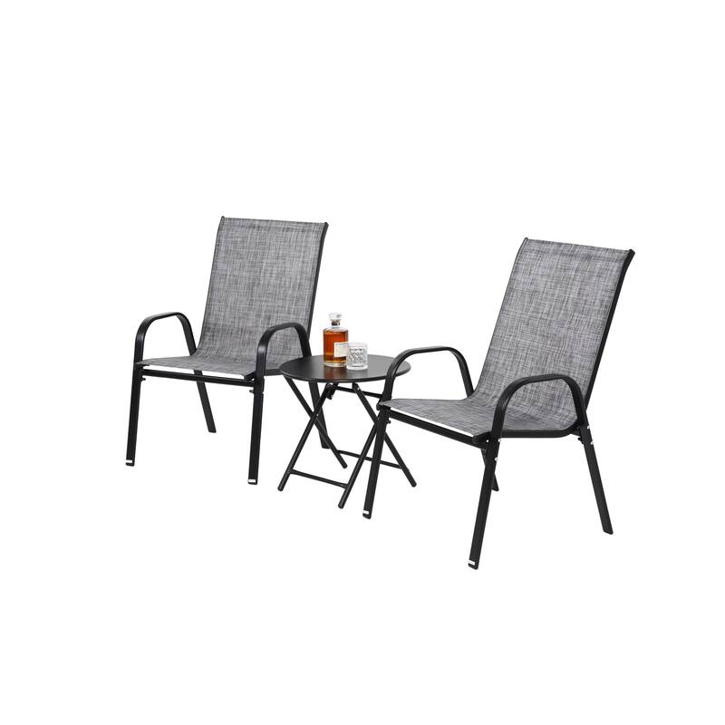 3 Piece Outdoor Patio Bistro Set, Conversation Sets for Beach Poolside or Garden