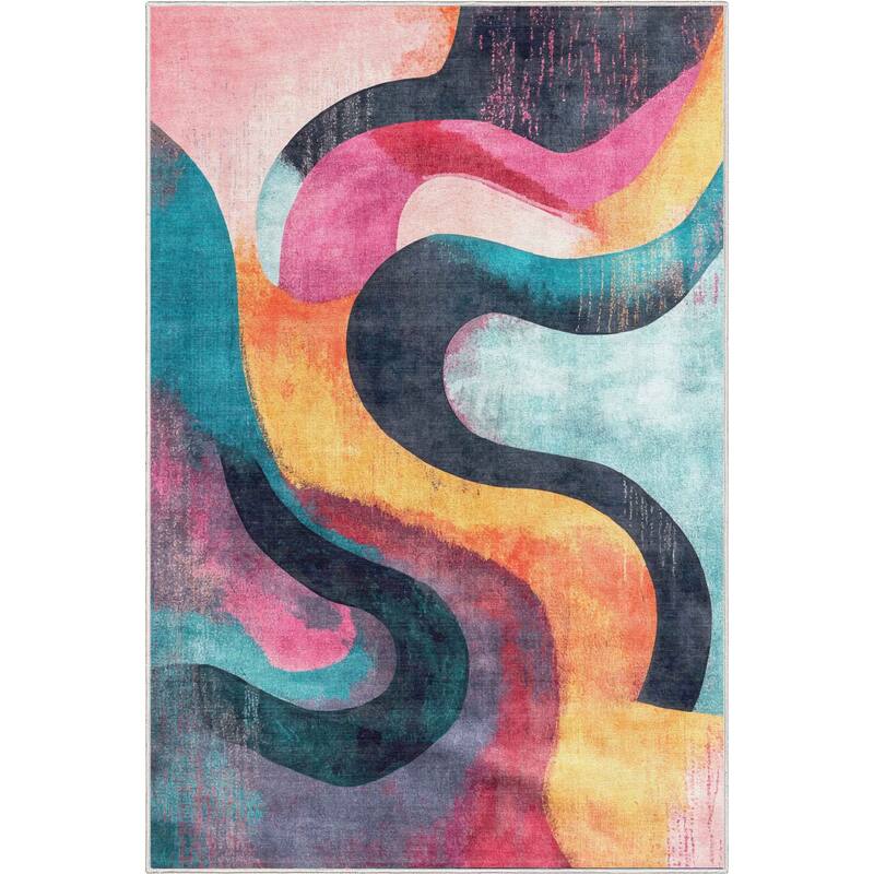 Well Woven Apollo Abstract Ondes Bold Modern Easy Clean Multi Area Rug