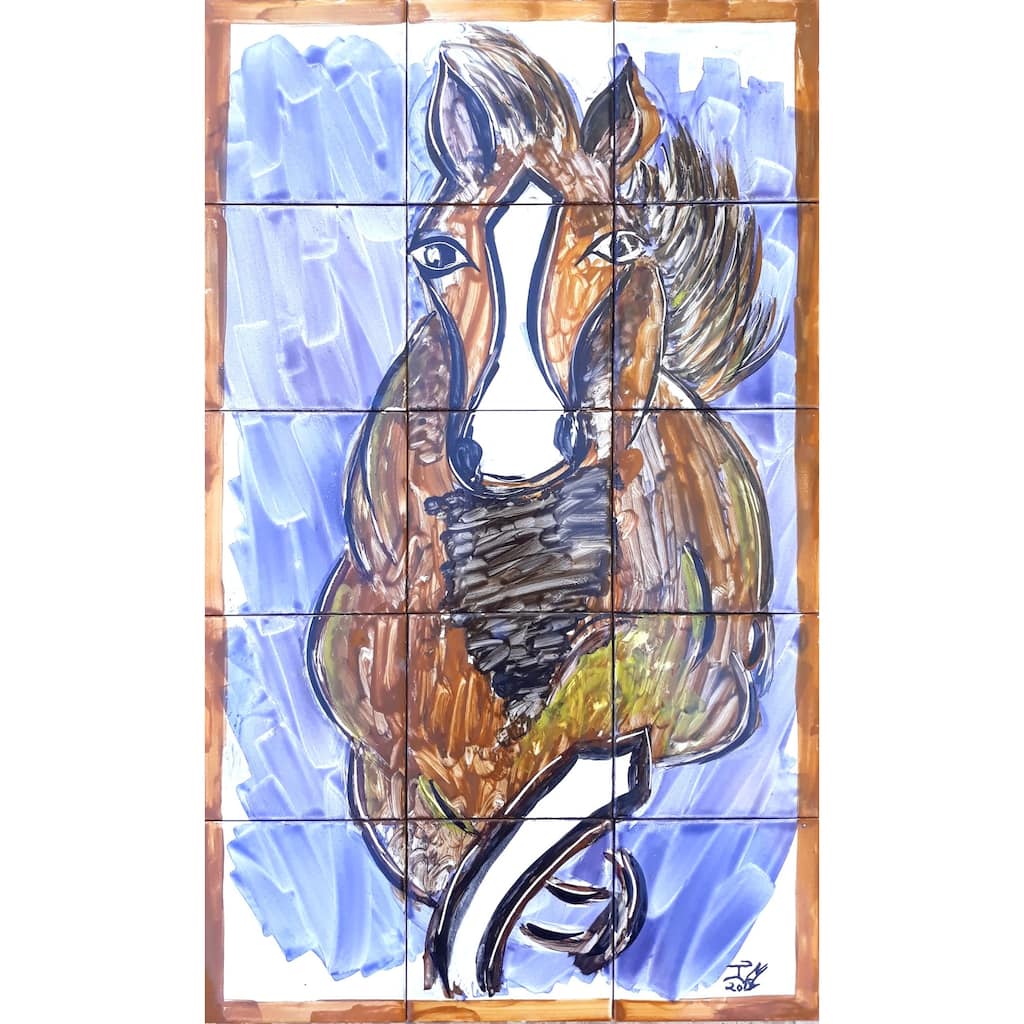 18x30 Wild Horse Design Backsplash 15pcs Ceramic Tiles Wall Mural