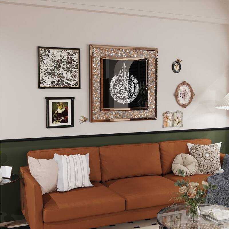 Attracting Islamic Art Wall Mirrored w/Crushed Diamonds for Home Decor