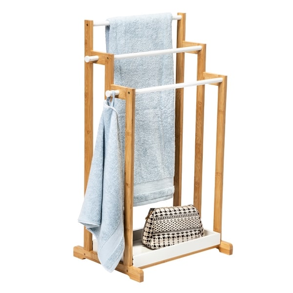HoneyCanDo Natural/White Bamboo 3Tier Towel Rack 13.8L x 17.7W x