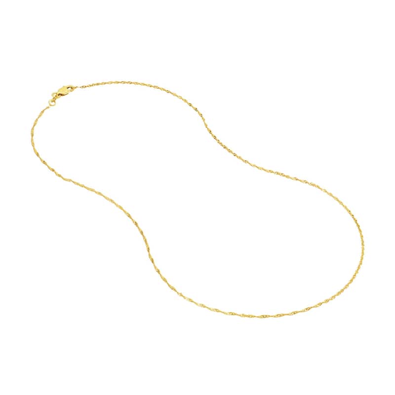 Curata 14k Yellow Gold 1.15mm Singapore Chain Necklace (Lobster)