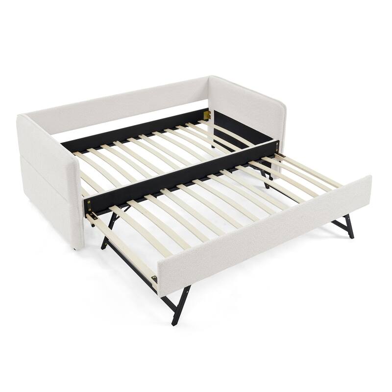 Daybed with Trundle Upholstered Tufted Sofa Bed