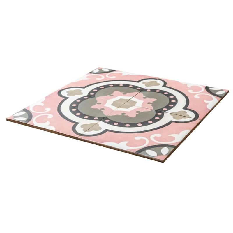 Art Deco 8x8 Rose Pink Matte Porcelain Encaustic Tile - Floor & Wall