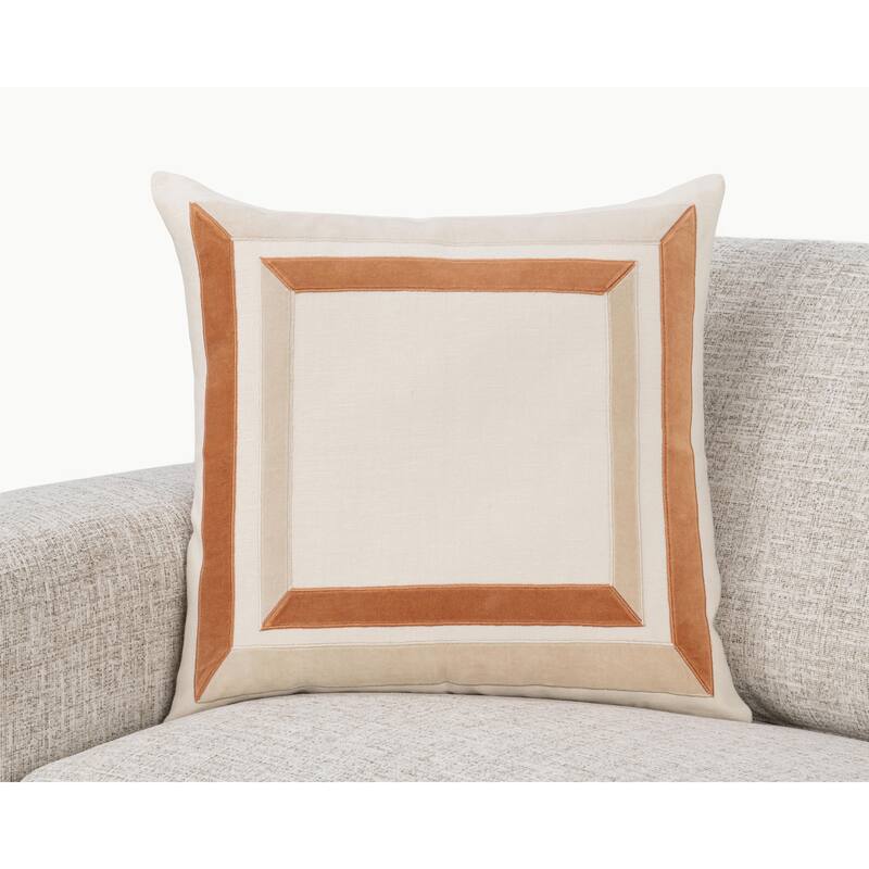 Villa by Classic Home Maybrook Linen Blend Throw Pillow - Feather Down - 22X22 - Accent - Ivory