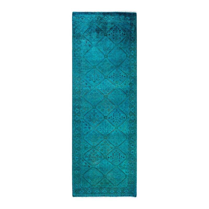 Vibrance One-of-a-Kind Hand-Knotted Runner Rug - Green, 2' 7" x 7' 4" - 2' 7" x 7' 4"