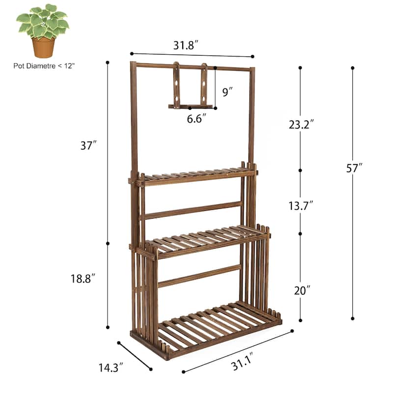 57 inches Tall Wood Plant Stand Flower Pot Rack Hanging Shelf